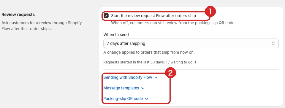 Review request settings