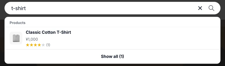 Header search suggestions